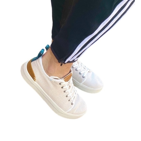 TOMS Birch Heritage Travel Lite Canvas Lace Up Sneaker Size 9 Natural Canvas - Picture 16 of 16